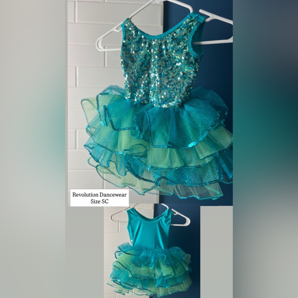 Revolution Dancewear Teal Sequin Kids Costume